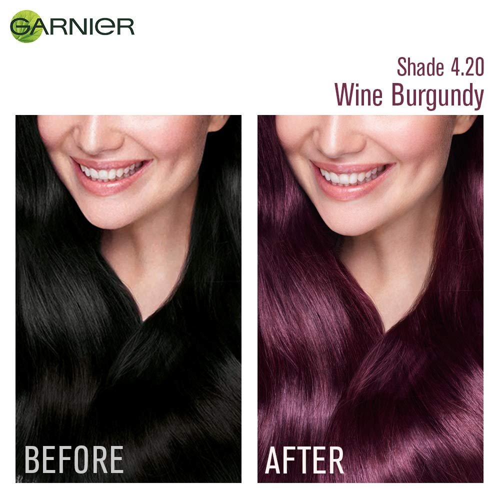 Garnier Wine Burgundy Hair Color - Before After Image